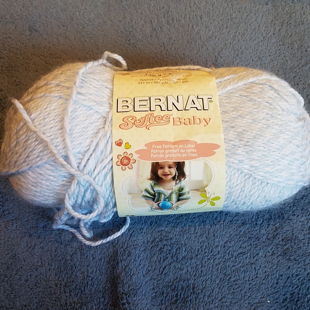 Bernat Softee Baby Yarn 5oz Blue White Marl New Sport DK Acrylic 362yd